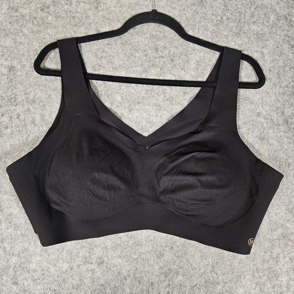 HoneyLove‎ V-Neck Seamless Wireless Black Bra LWBR0101 Support Comfort Size 2X